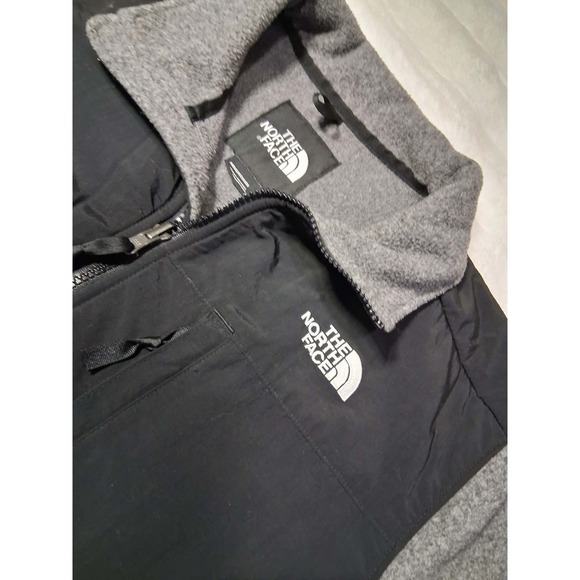 The North Face Denali Polartec Fleece Jacket Mens Gray Black Full Zip Mock Neck - Picture 2 of 4